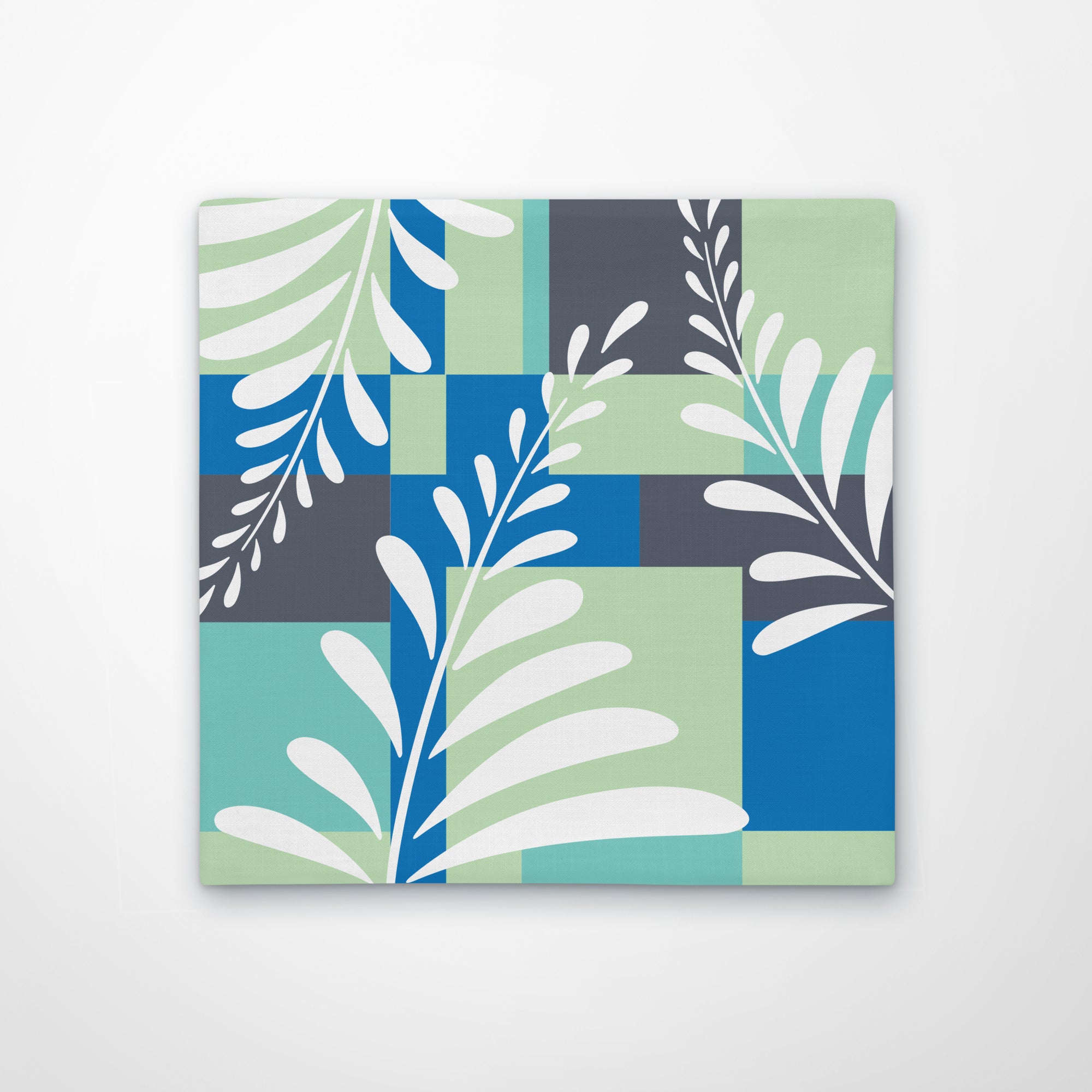 Blue Colorblock Leaf Premium Pillow Case