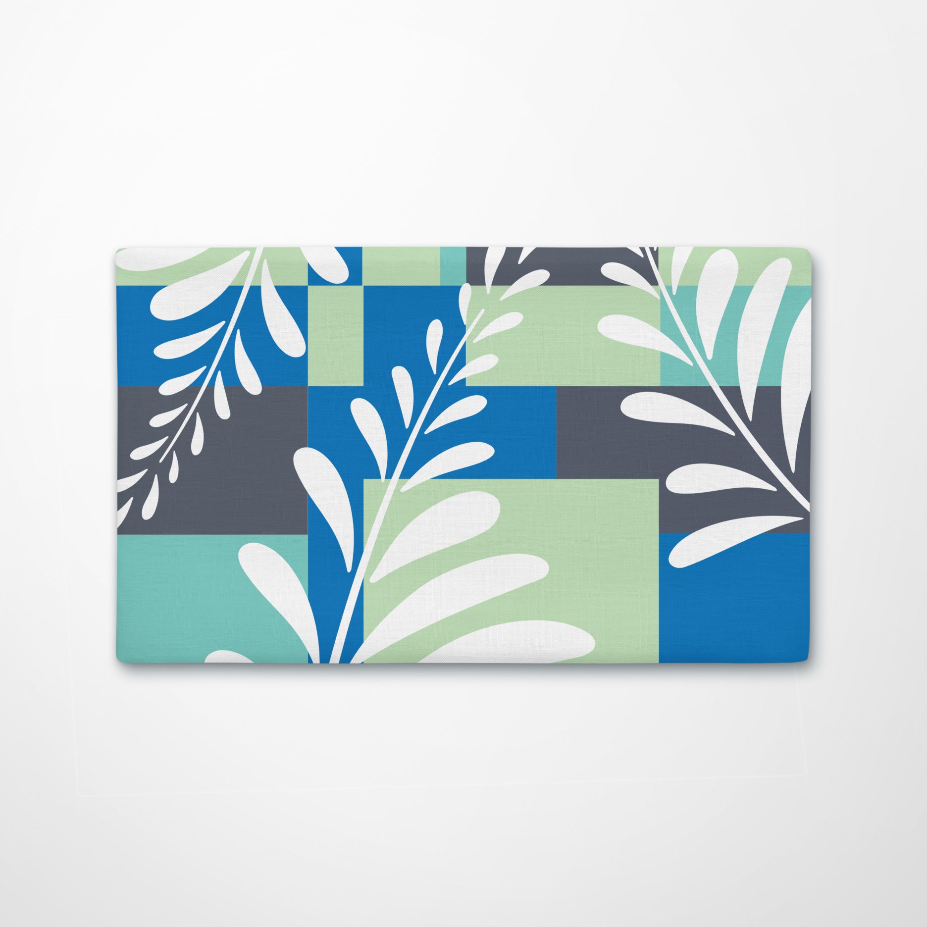 Blue Colorblock Leaf Premium Pillow Case