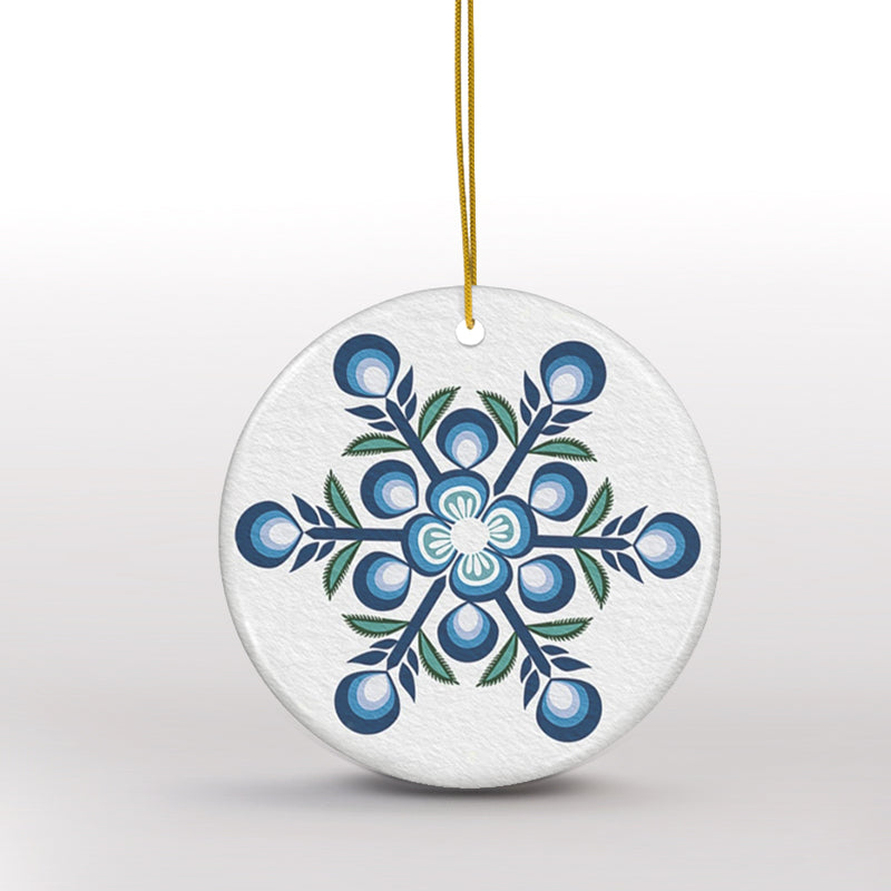 Téli Snowflake Flat Ceramic Ornament