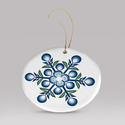 Téli Snowflake Flat Ceramic Ornament