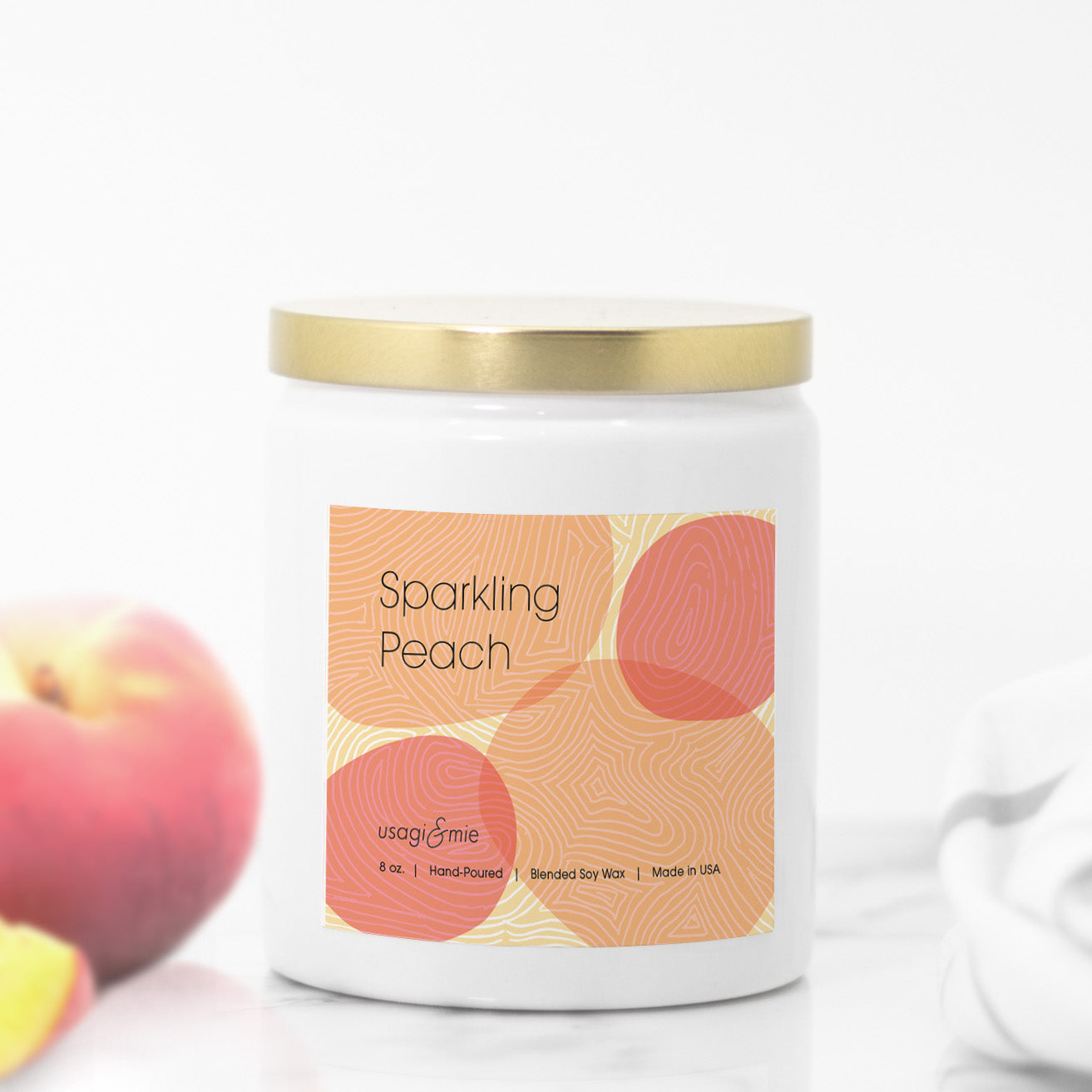 8 oz. Sparkling Peach Ceramic Candle