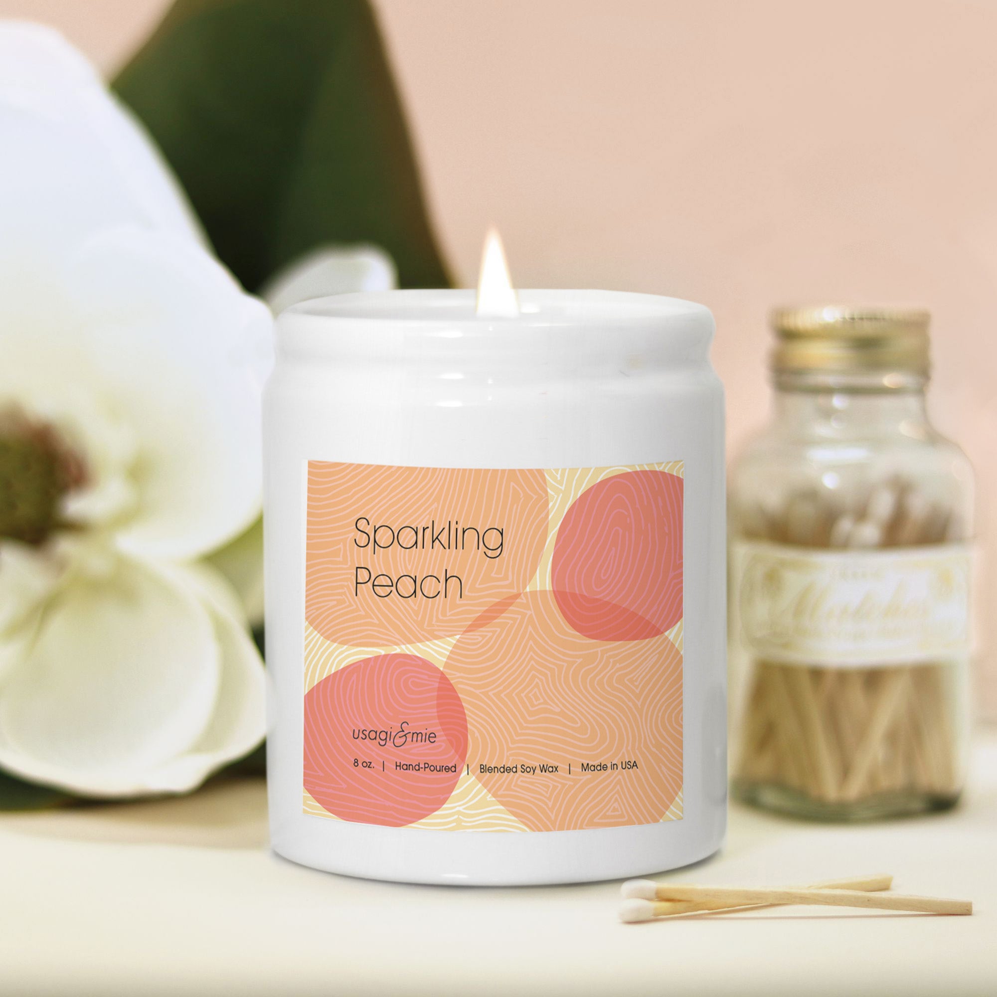 8 oz. Sparkling Peach Ceramic Candle